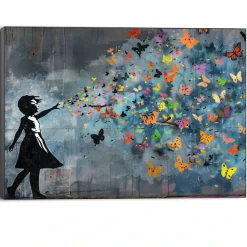 Reinders! Wandbild »Streetart-Schmetterlinge« Hobbyraum - Inspiriert von Banksy - Mehrfarbig - MDF - 140x100 cm