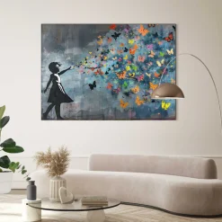 Reinders! Wandbild »Streetart-Schmetterlinge« Hobbyraum - Inspiriert von Banksy - Mehrfarbig - MDF - 140x100 cm