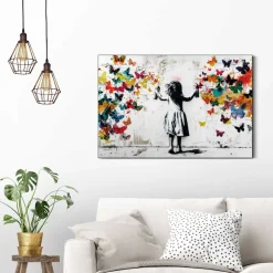 Reinders! Wandbild »Wolke von Schmetterlingen« Kinderzimmer - Mädchen - Mehrfarbig - MDF - Street Art - 90x60 cm