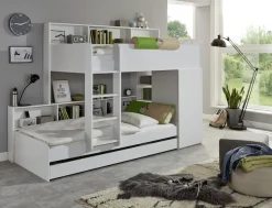 Relita Etagenbett 2 Schlafgelegenheiten, Kleiderschrank, Regalablagen u. Bettschublade