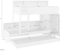 Relita Etagenbett 2 Schlafgelegenheiten, Kleiderschrank, Regalablagen u. Bettschublade