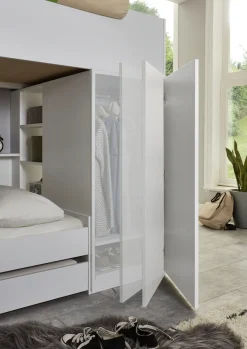 Relita Etagenbett 2 Schlafgelegenheiten, Kleiderschrank, Regalablagen u. Bettschublade