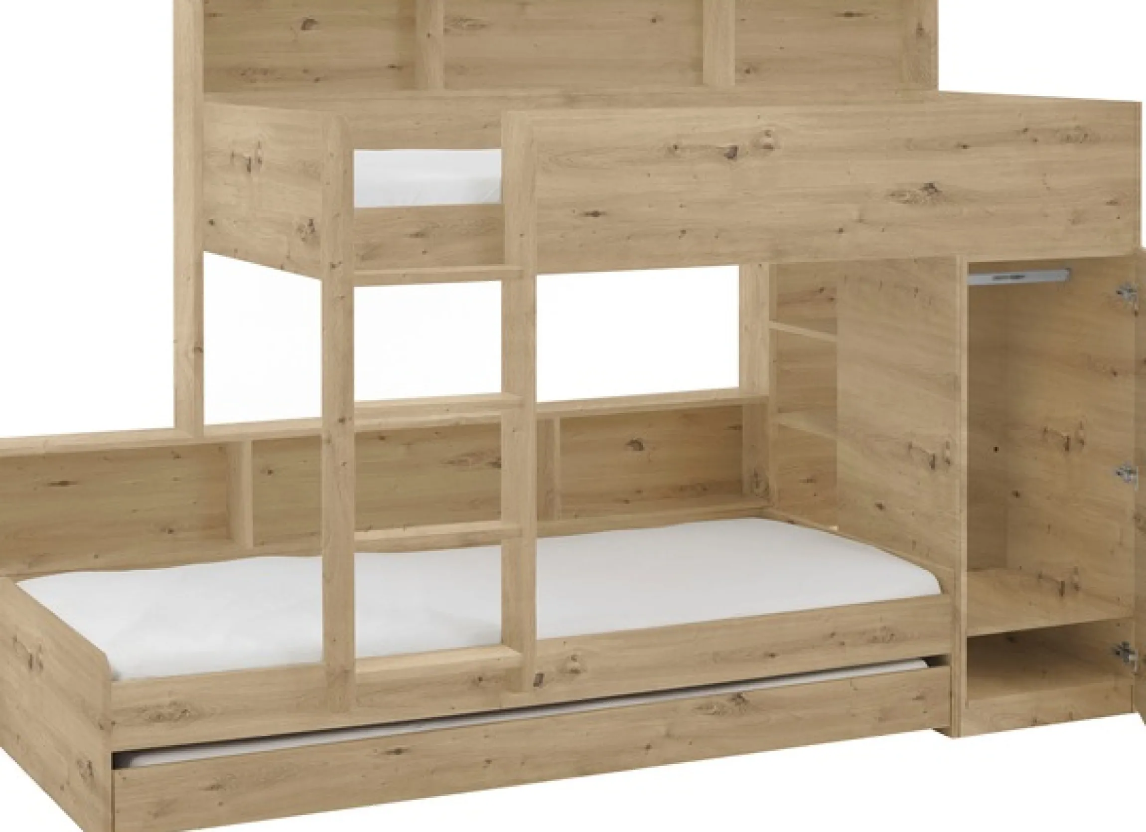 Relita Etagenbett »Sina« mit 2 Schlafgelegenheiten, Kleiderschrank und Regalablagen