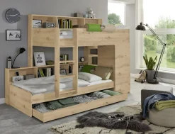 Relita Etagenbett »Sina« mit 2 Schlafgelegenheiten, Kleiderschrank und Regalablagen