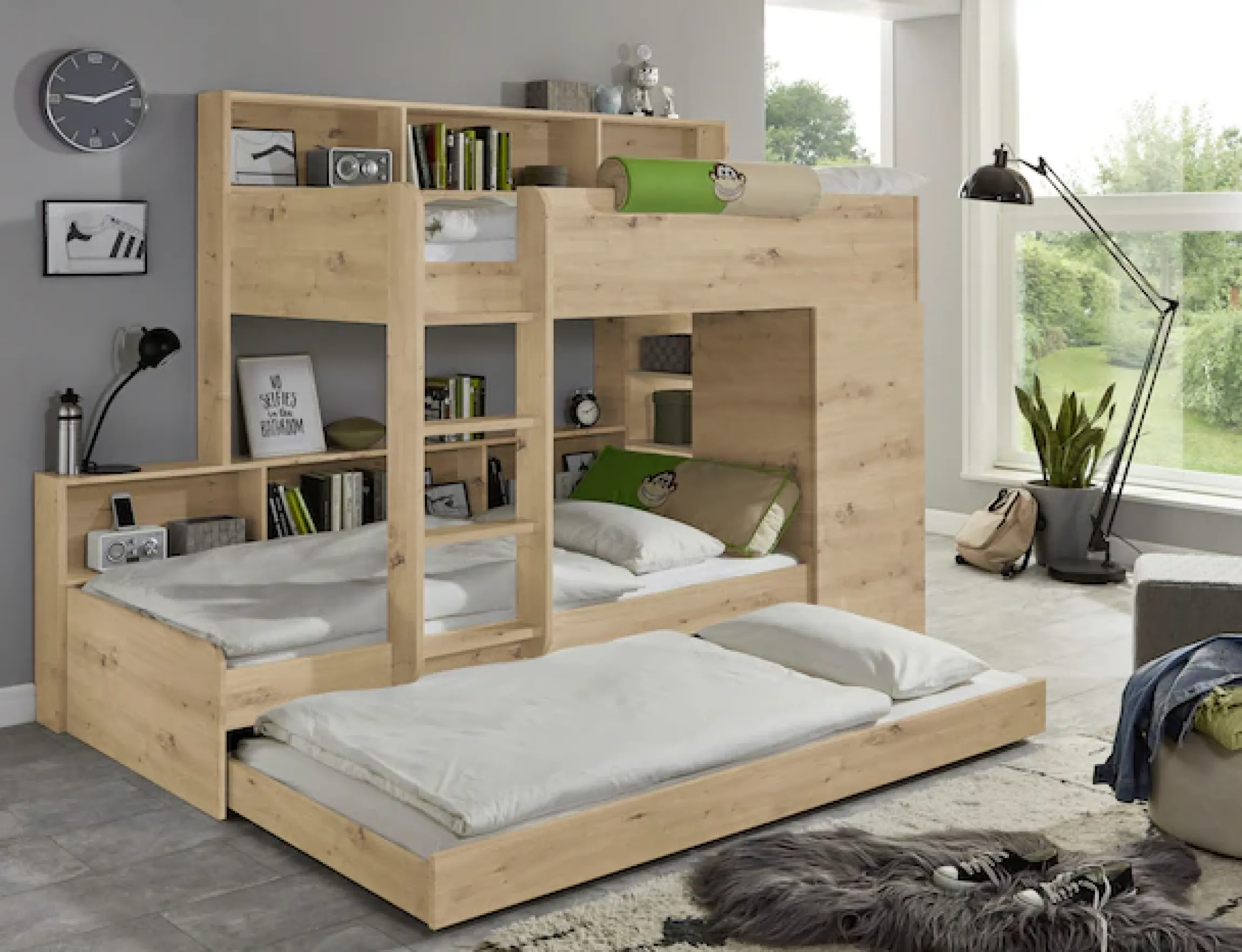 Relita Etagenbett »Sina« mit 2 Schlafgelegenheiten, Kleiderschrank und Regalablagen