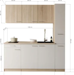 RESPEKTA Küchenzeile »Ingrid, inkl. Mikrowelle« zerlegt, wahlweise mit Kühlschrank, Soft-Close-Funktion, Breite 180 cm