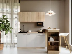 RESPEKTA Pantryküche »Ingrid, inkl. Tresentisch und Mikrowelle« zerlegt, wahlweise mit Kühlschrank, Soft-Close-Funktion, Breite 150 cm