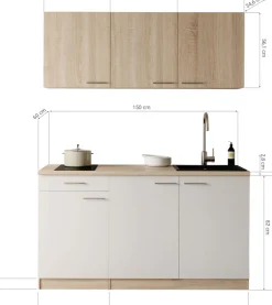 RESPEKTA Pantryküche »Ingrid« zerlegt, wahlweise mit Kühlschrank, Soft-Close-Funktion, Breite 150 cm