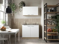RESPEKTA Pantryküche »Merle« Breite 100 cm, Soft-Close, Spülenabdeckung mit Glaskeramikkochfeld