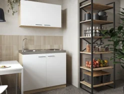 RESPEKTA Pantryküche »Merle« Breite 100 cm, Soft-Close, Spülenabdeckung mit Glaskeramikkochfeld