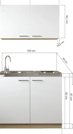 RESPEKTA Pantryküche »Merle« Breite 100 cm, Soft-Close, Spülenabdeckung mit Glaskeramikkochfeld
