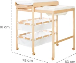 roba® Bade- und Wickelregal »Baby Pool, natur« bis 15 kg inkl. herausziehbarer Badewanne und Wickelauflage weiß 56 cm