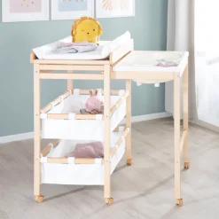 roba® Bade- und Wickelregal »Baby Pool, natur« bis 15 kg inkl. herausziehbarer Badewanne und Wickelauflage weiß 56 cm