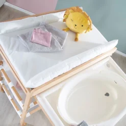 roba® Bade- und Wickelregal »Baby Pool, natur« bis 15 kg inkl. herausziehbarer Badewanne und Wickelauflage weiß 56 cm