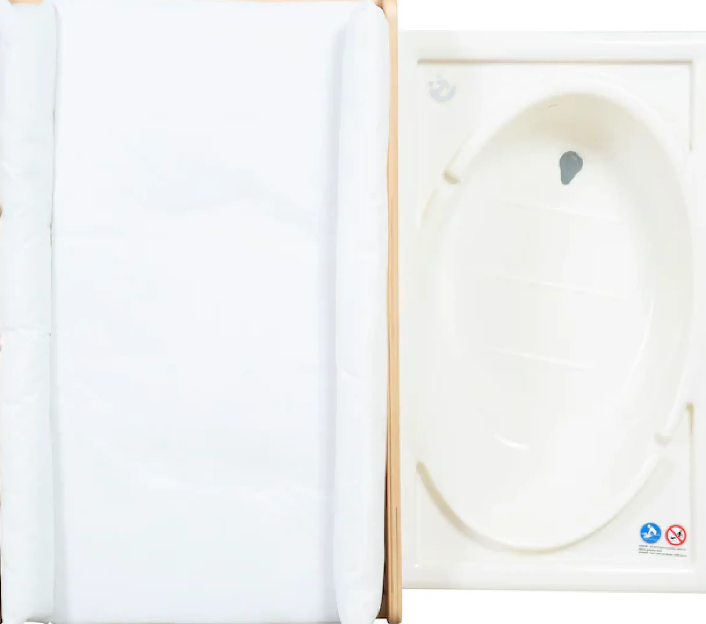 roba® Bade- und Wickelregal »Baby Pool, natur« bis 15 kg inkl. herausziehbarer Badewanne und Wickelauflage weiß 56 cm