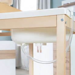 roba® Bade- und Wickelregal »Baby Pool, natur« bis 15 kg inkl. herausziehbarer Badewanne und Wickelauflage weiß 56 cm