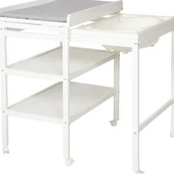 roba® Bade- und Wickelregal »Style, Baby Pool, weiß« bis 11 kg inkl. herausziehbarer Badewanne und Wickelauflage silbergrau 58 cm