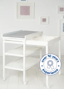 roba® Bade- und Wickelregal »Style, Baby Pool, weiß« bis 11 kg inkl. herausziehbarer Badewanne und Wickelauflage silbergrau 58 cm