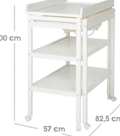 roba® Bade- und Wickelregal »Style, Baby Pool, weiß« bis 11 kg inkl. herausziehbarer Badewanne und Wickelauflage silbergrau 58 cm