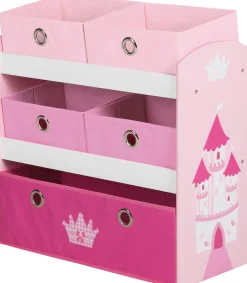 roba® Kinderregal »Krone, rosa/pink« inklusive 5 Stoffboxen in 2 Größen