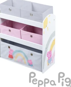roba® Kinderregal »Peppa Pig, weiß« inklusive 5 Stoffboxen in 2 Größen