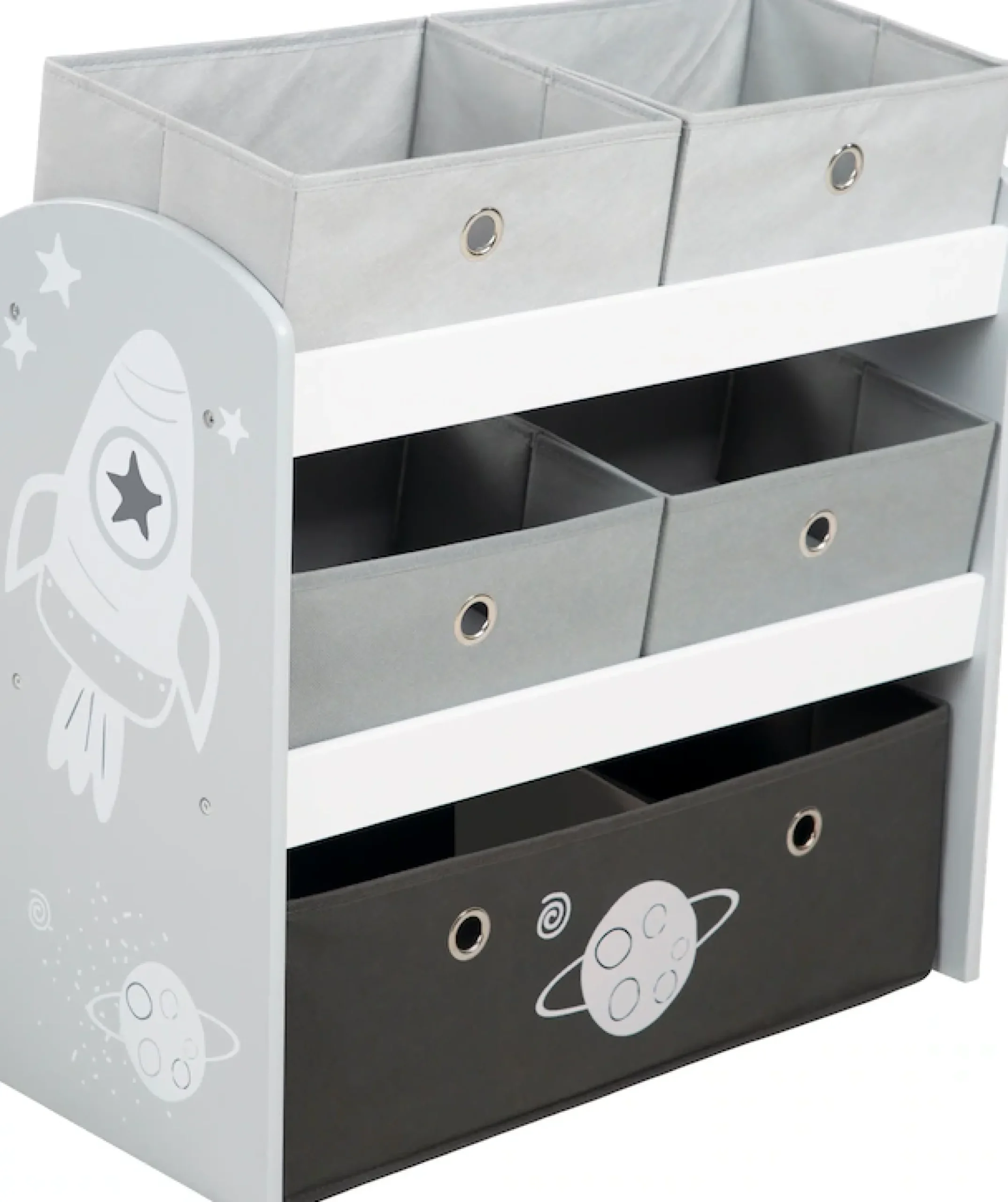 roba® Kinderregal »Rakete, grau« inklusive 5 Stoffboxen in 2 Größen