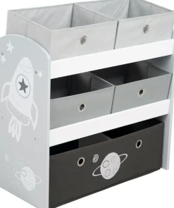 roba® Kinderregal »Rakete, grau« inklusive 5 Stoffboxen in 2 Größen