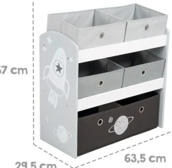 roba® Kinderregal »Rakete, grau« inklusive 5 Stoffboxen in 2 Größen
