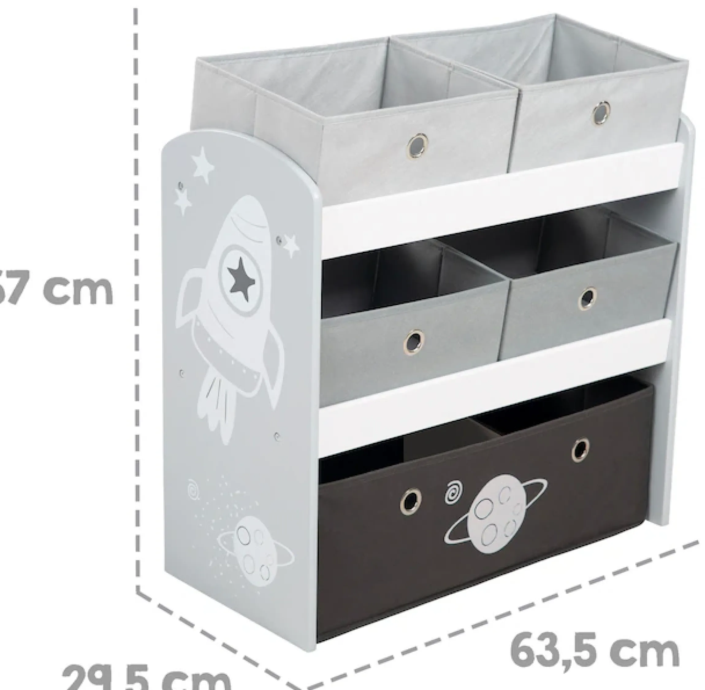 roba® Kinderregal »Rakete, grau« inklusive 5 Stoffboxen in 2 Größen