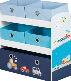 roba® Kinderregal »Rennfahrer, bunt« inklusive 5 Stoffboxen in 2 Größen