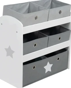 roba® Kinderregal »Stars, grau« inklusive 5 Stoffboxen in 2 Größen