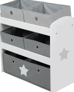roba® Kinderregal »Stars, grau« inklusive 5 Stoffboxen in 2 Größen