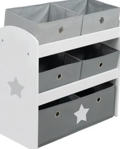roba® Kinderregal »Stars, grau« inklusive 5 Stoffboxen in 2 Größen