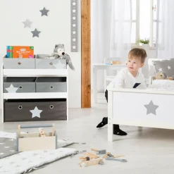 roba® Kinderregal »Stars, grau« inklusive 5 Stoffboxen in 2 Größen