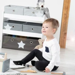 roba® Kinderregal »Stars, grau« inklusive 5 Stoffboxen in 2 Größen