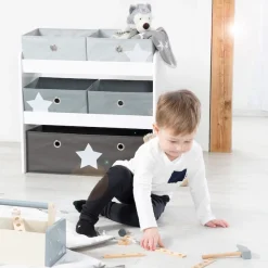 roba® Kinderregal »Stars, grau« inklusive 5 Stoffboxen in 2 Größen