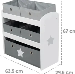 roba® Kinderregal »Stars, grau« inklusive 5 Stoffboxen in 2 Größen
