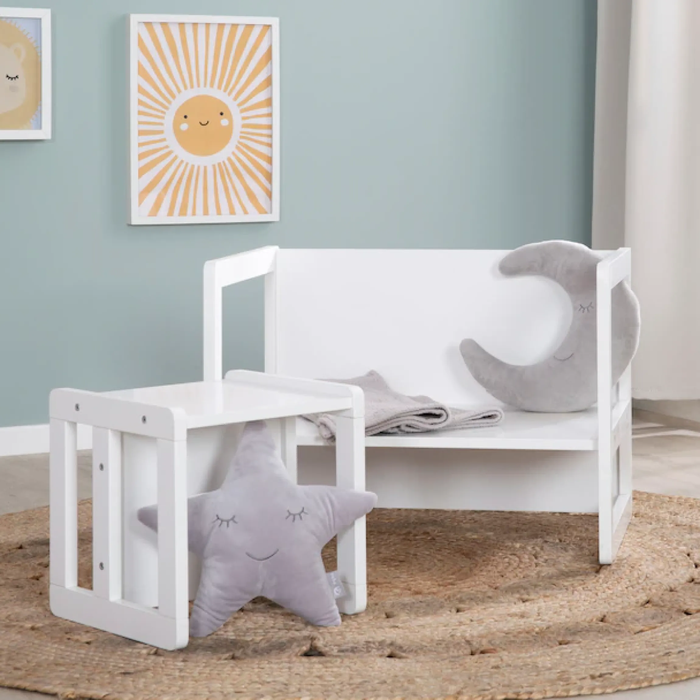 roba® Kindersitzgruppe »3in1, weiß« als Wendehocker mit 3 verschiedenen Höhen verwendbar