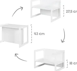 roba® Kindersitzgruppe »3in1, weiß« als Wendehocker mit 3 verschiedenen Höhen verwendbar