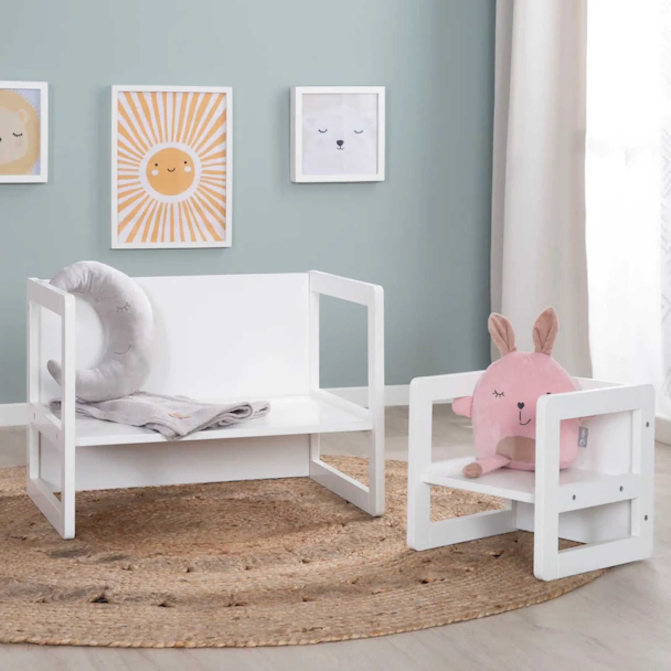 roba® Kindersitzgruppe »3in1, weiß« als Wendehocker mit 3 verschiedenen Höhen verwendbar