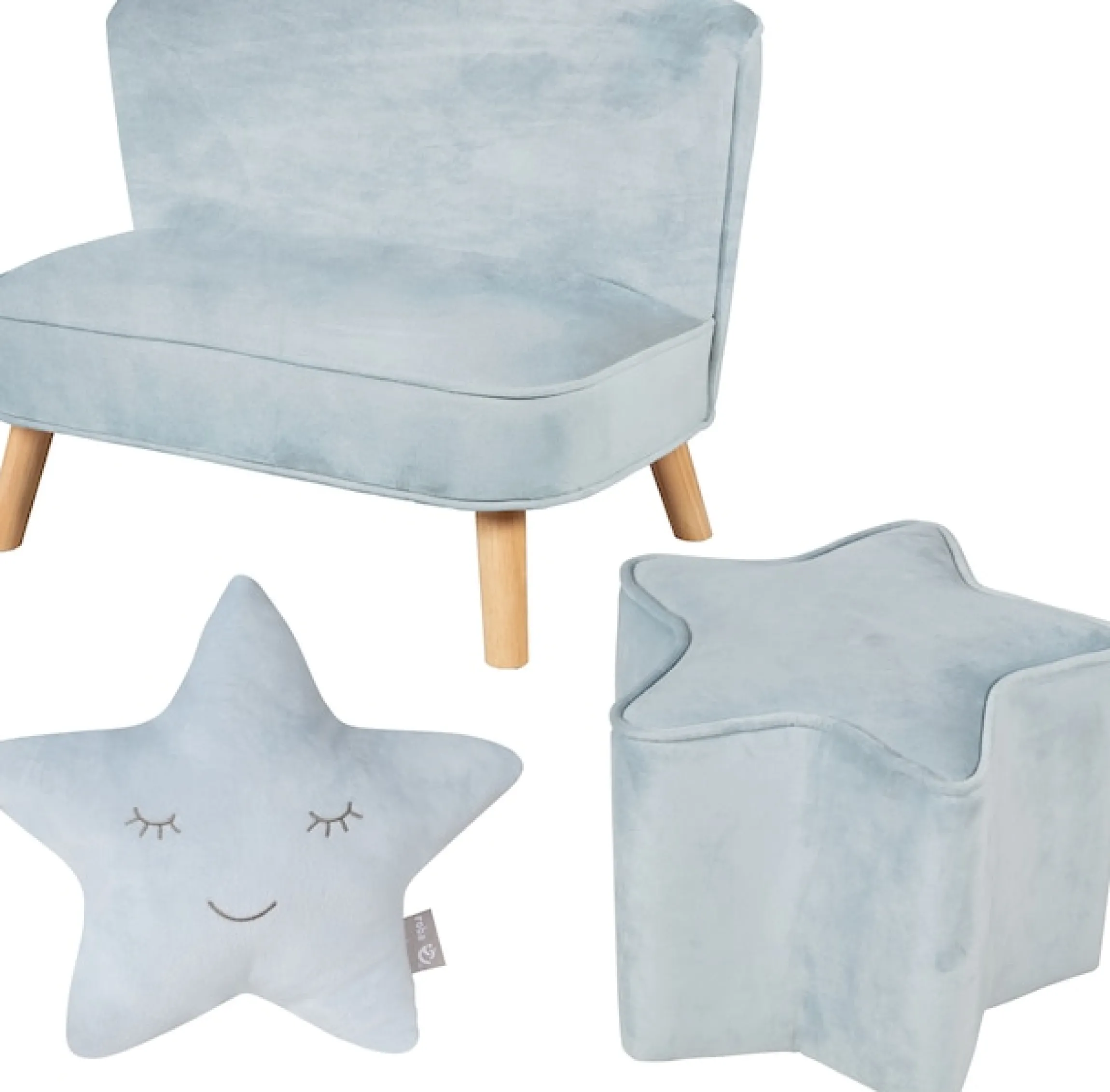 roba® Kindersitzgruppe »Lil Sofa« Set, 3 Stk. tlg. bestehend aus Kindersofa, Kinderhocker und Dekokissen in Sternform