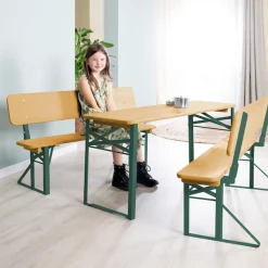 roba® Kindersitzgruppe »Outdoor Party-Garnitur für Kinder, natur/grün, aus Holz« 3 Stk. tlg. mit Lehne