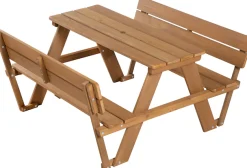 roba® Kindersitzgruppe »Picknick for 4 Outdoor +, Teakholz-Optik« Set,mit Lehne; inklusive Sitzauflagen Â»Little StarsÂ«