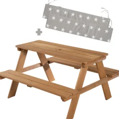 roba® Kindersitzgruppe »Picknick for 4 Outdoor +, Teakholz-Optik« Set,mit abgerundeten Ecken; inklusive Sitzauflagen Â»Little StarsÂ«