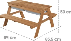 roba® Kindersitzgruppe »Picknick for 4 Outdoor + mit Spielwannen, Teakholz-Optik« Set,mit abgerundeten Ecken; inklusive Sitzauflagen Â»Little StarsÂ«