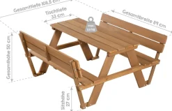 roba® Kindersitzgruppe »Picknick for 4 Outdoor Deluxe, Teakholz-Optik« mit Lehne