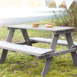 roba® Kindersitzgruppe »Picknick for 4 Outdoor +, Grau« Set,mit abgerundeten Ecken; inklusive Sitzauflagen Â»Little StarsÂ«