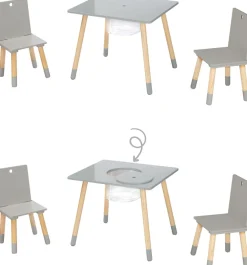 roba® Kindersitzgruppe »Sitzgruppe mit Aufbewahrungsnetz, grau« aus Holz