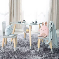 roba® Kindersitzgruppe »Sitzgruppe mit Aufbewahrungsnetz, grau« aus Holz