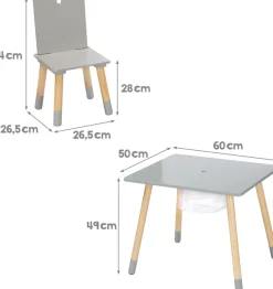 roba® Kindersitzgruppe »Sitzgruppe mit Aufbewahrungsnetz, grau« aus Holz